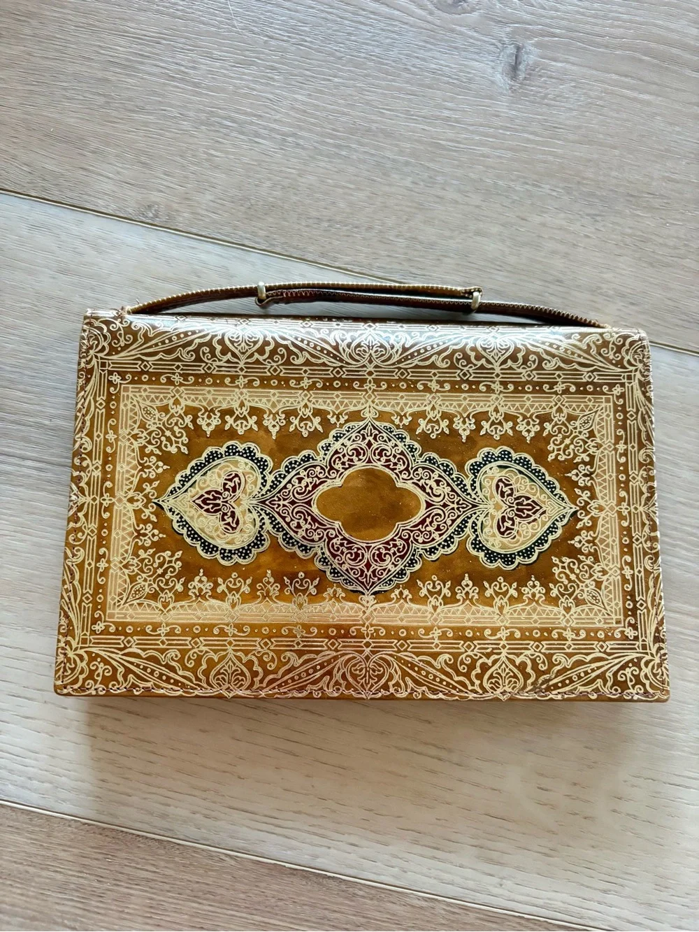 florentine gold-embossed leather clutch, vintage